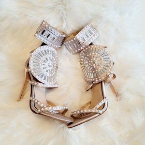 Women Rhinestone Rose Gold Public Desire Gladiator high Heel